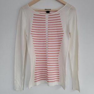 lightweight sweater jersey knit off white pink stripes size medium